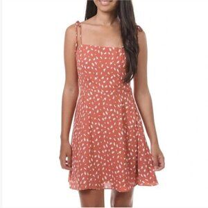 Lola Grace Spotted Polka Dot Mini Skater Smocked Strappy Dress Cinnamon Brown